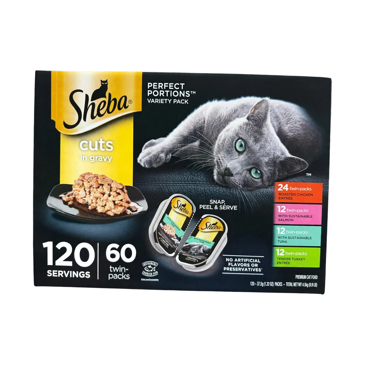 Sheba Perfect Portions Cuts in Gravy Variety Pack, 60 twin-packs
