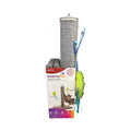 SmartyKat Scratch 'N Spin carpet cat scratcher post with spinning wand feather toys in its retail box