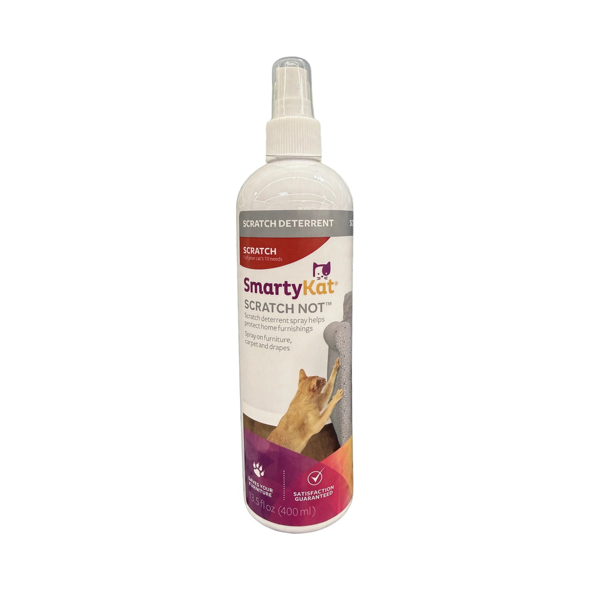 SmartyKat Scratch Not scratch deterrent spray that helps protect home furnishings, spray on furniture carpet and drapes, 13.5 fl oz bottle