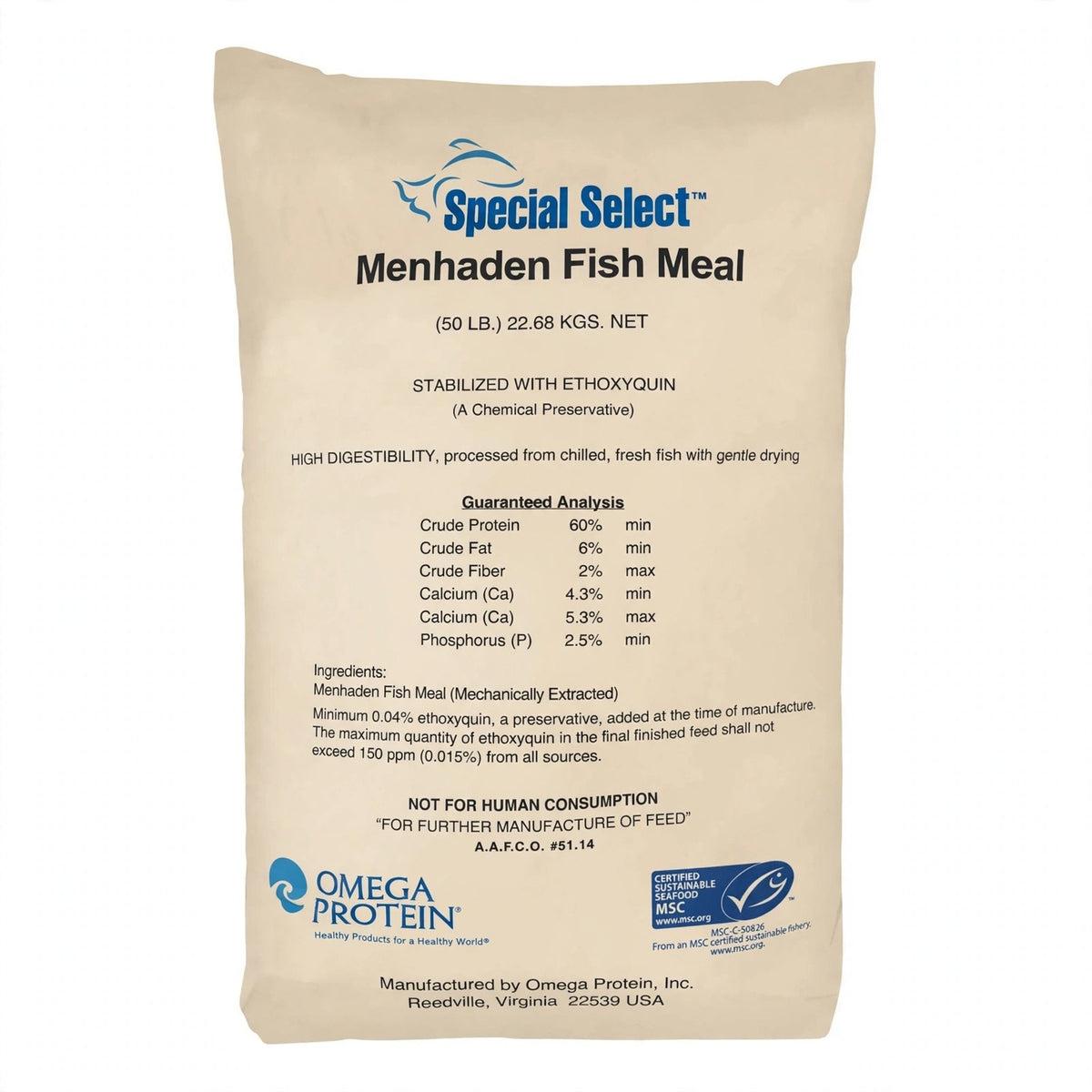 Special Select Menhaden Fish Meal, 50 lb bag