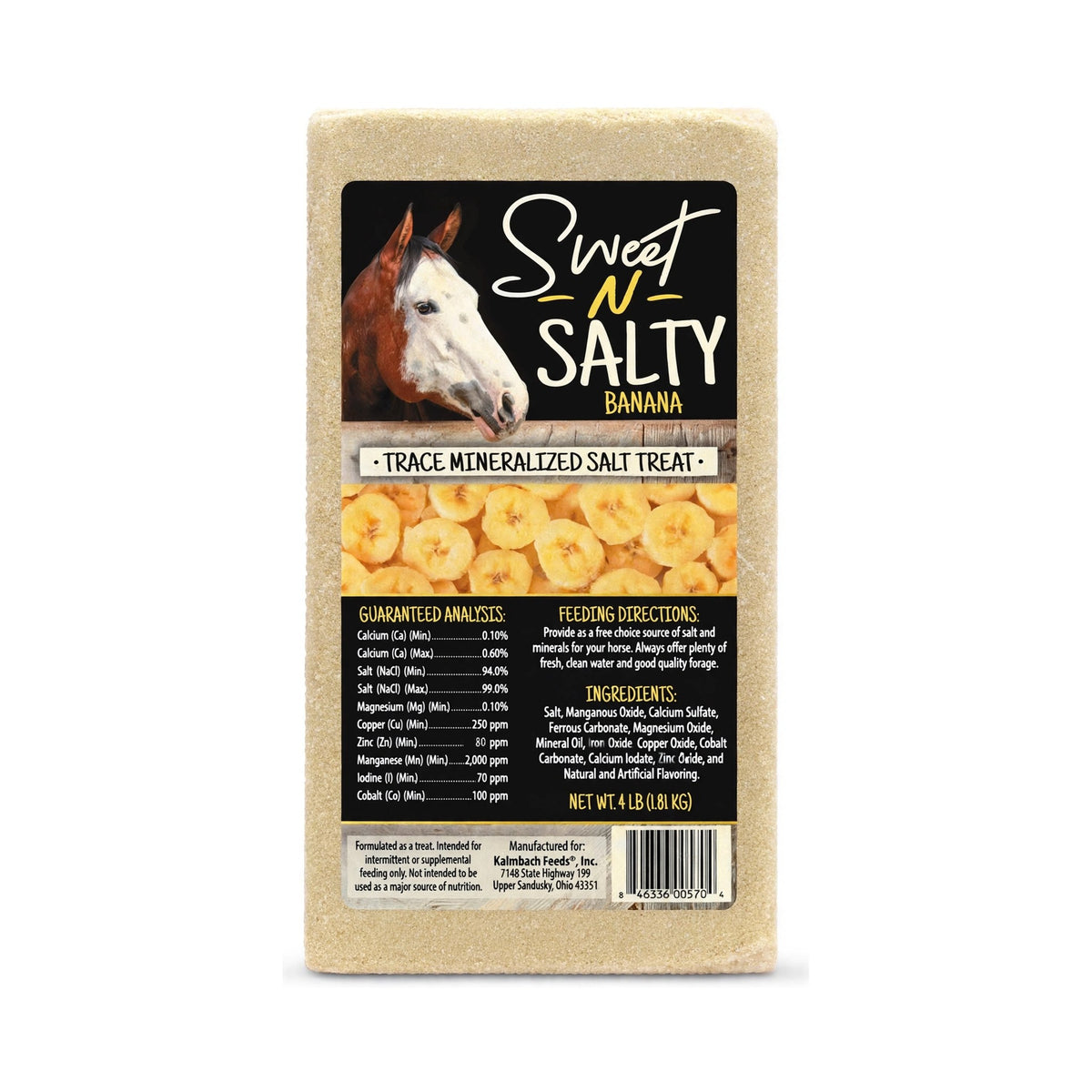 Sweet-N-Salty Horse Mineral Lick Block, Banana, 4 lb