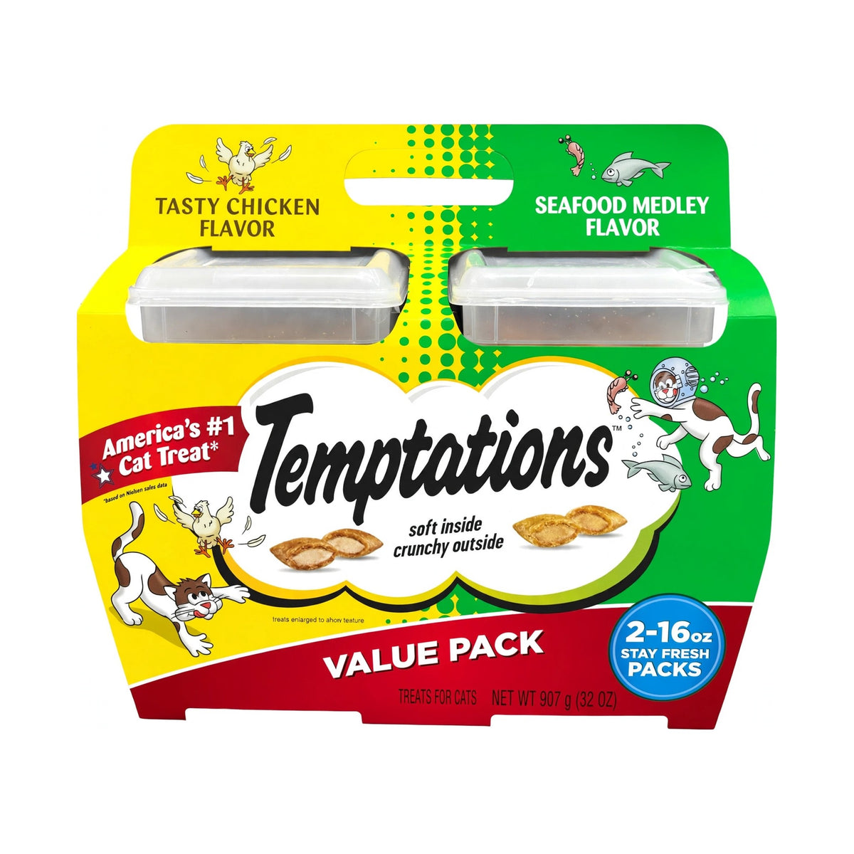 Temptations Tasty Chicken & Seafood Medley Cat Treats, 2 pk 16 oz