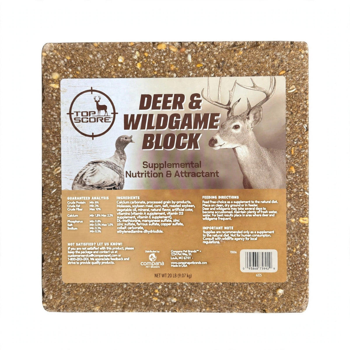 Top Score Deer and Wildgame Block Supplemental Nutrition and Attractant, 20 lb