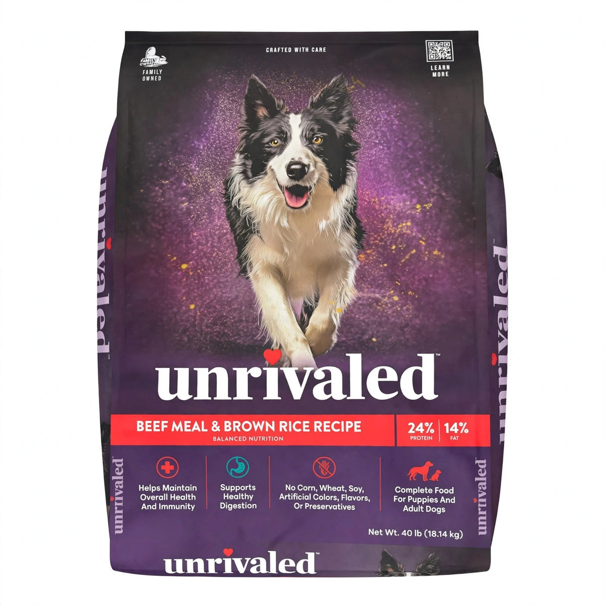 Unrivaled Beef Meal and Brown Rice Recipe Dog Food, 40 lb bag