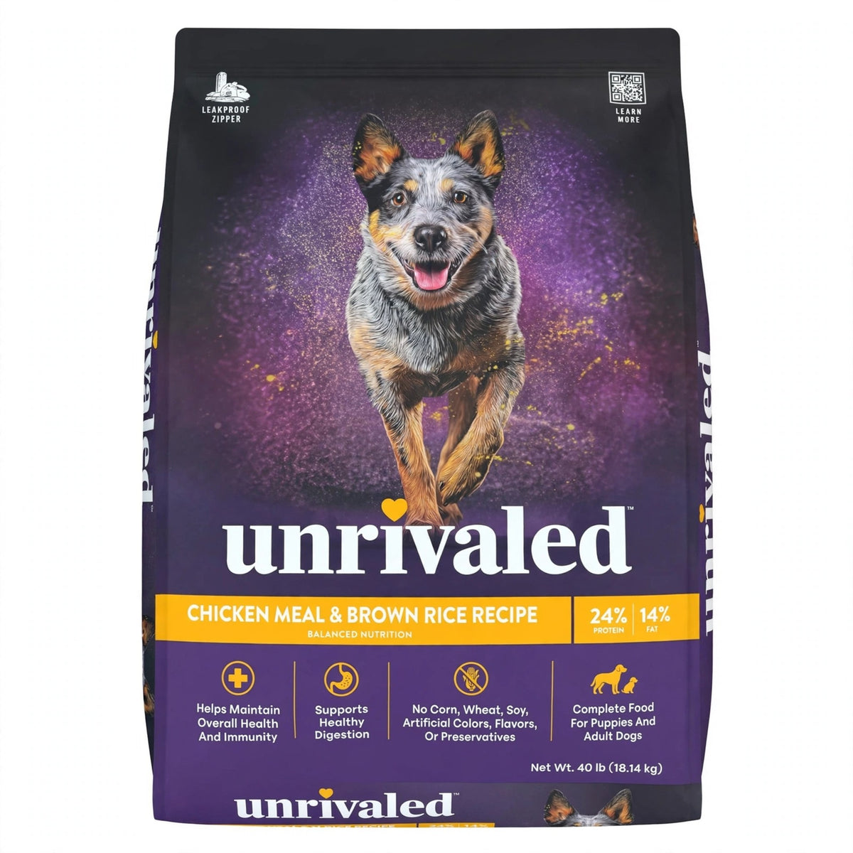 Unrivaled Chicken Meal and Brown Rice Recipe Dog Food, 40 lb bag