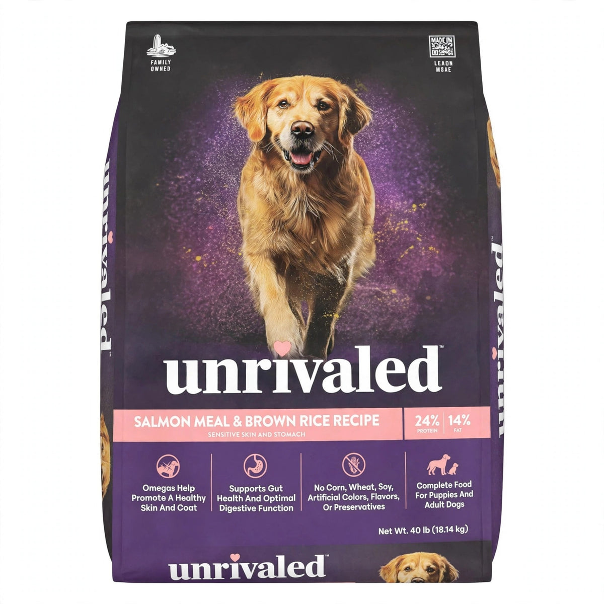 Unrivaled Salmon Meal & Brown Rice Recipe Dog Food, 40 lb bag