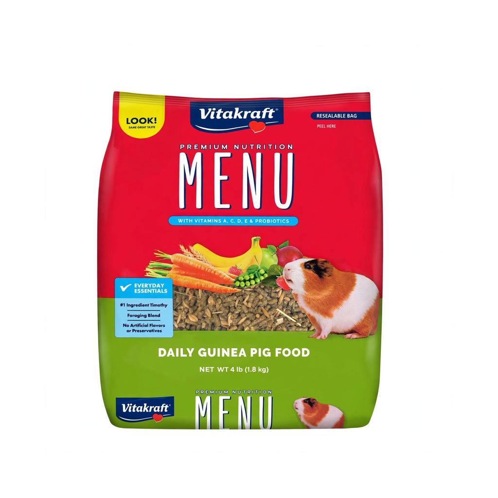 Vitakraft Menu Guinea Pig Food 4lb bag, Net Wt 4 lb (1.8 kg), daily guinea pig food