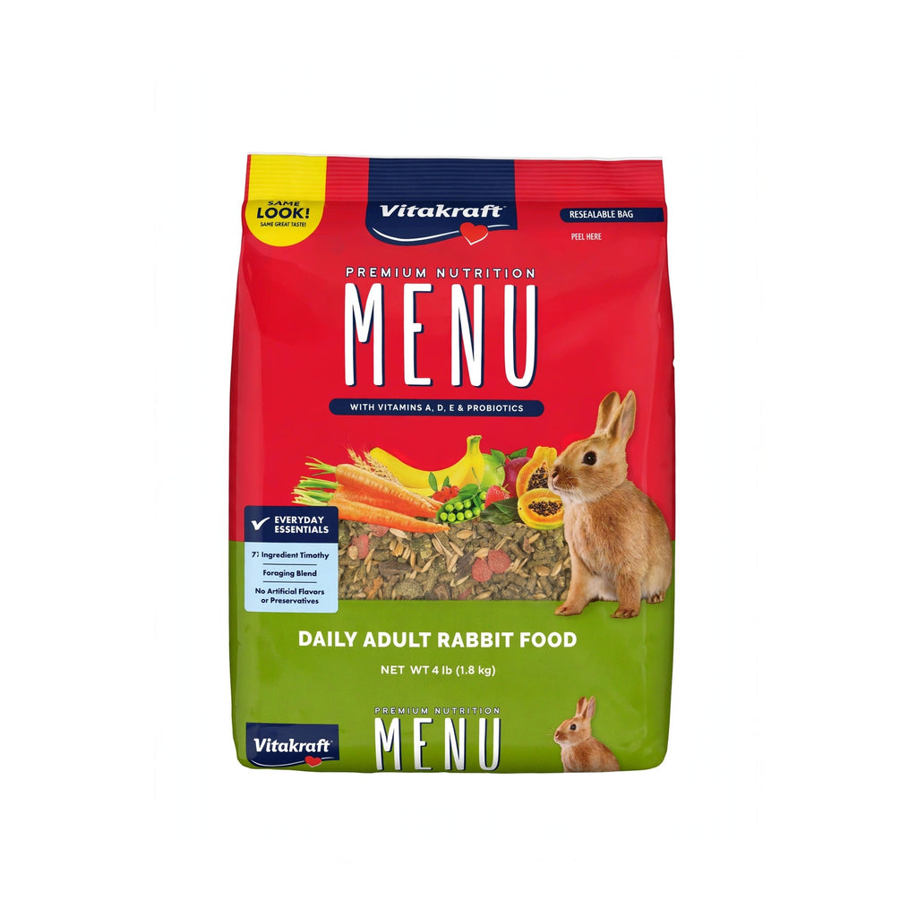 Vitakraft Menu Rabbit Food 4lb bag, Daily Adult Rabbit Food, net wt 4 lb (1.8 kg)