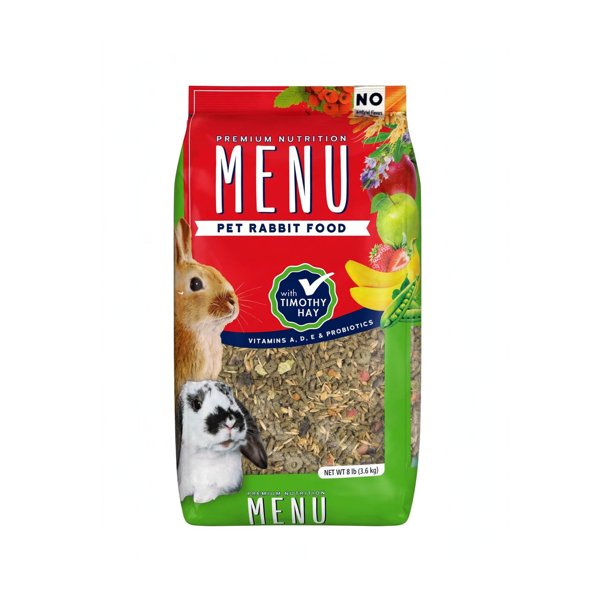 Vitakraft Menu Rabbit Food 8lb bag, Pet Rabbit Food with timothy hay, net wt 8 lb (3.6 kg)