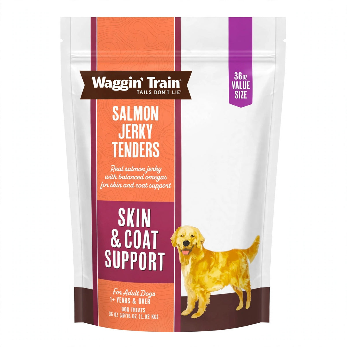 Waggin' Train Salmon Jerky Tenders for Skin and Coat, 36 oz pouch