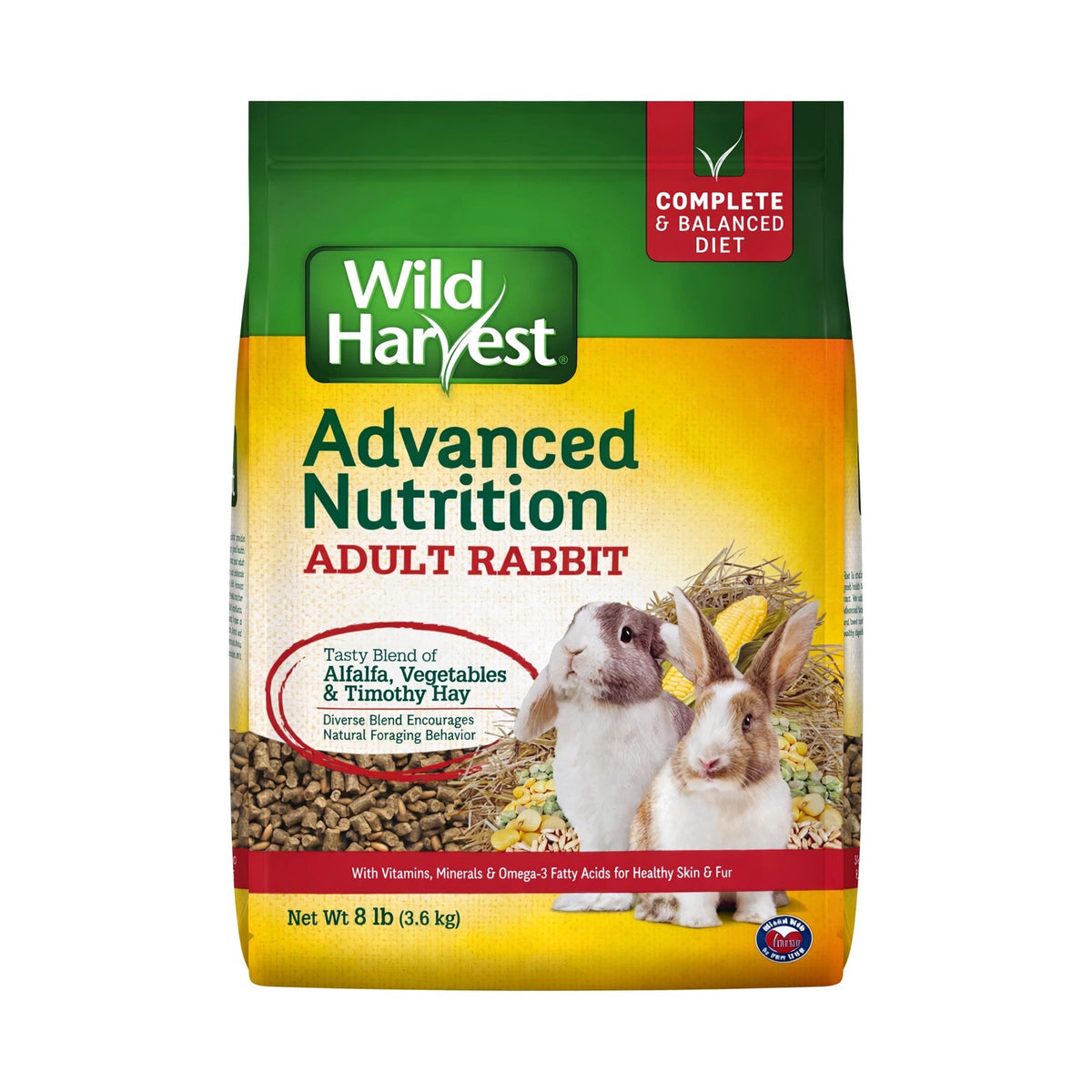 Wild Harvest Advanced Nutrition Adult Rabbit Food bag, 8 lb, tasty blend of alfalfa, vegetables and timothy hay