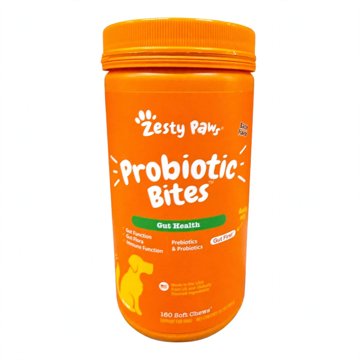 Zesty Paws Probiotic Bites for Dogs, Bacon, 160 ct jar